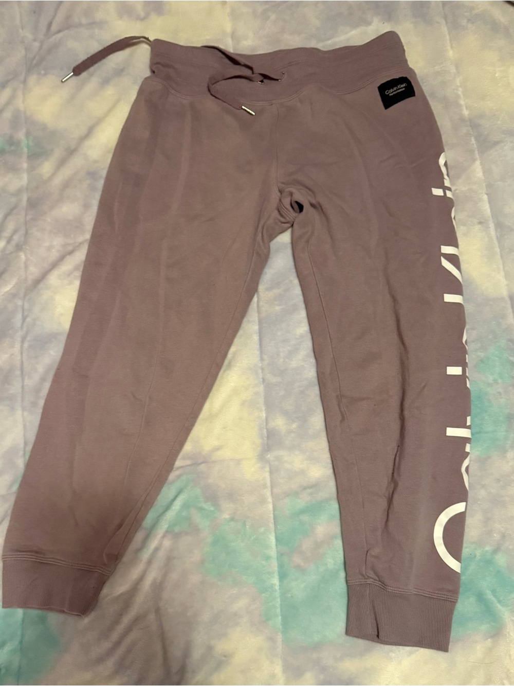 Calvin Klein Dusty Mauve Jogger Sweatpants with White Side Logo
